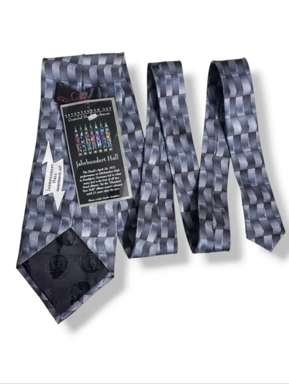 GRATEFUL DEAD Grey Blue Silk Print Tie Jahrhundert Hall VINTAGE Dead Stock